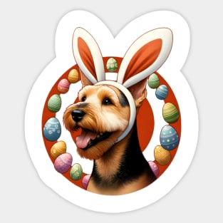 Jagdterrier Delights in Easter with Bunny Ears Sticker